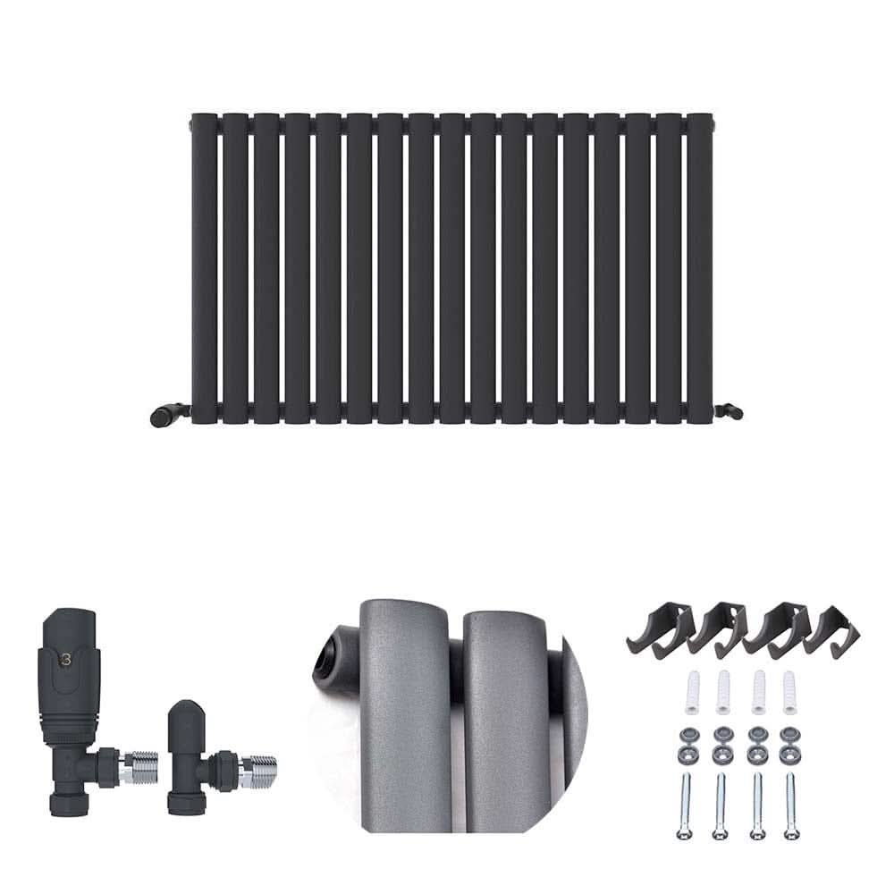 iBathUK Strata Vertical Radiators, Single Oval Panel Radiator Anthracite , Designer Radiators, Single Panel Radiators