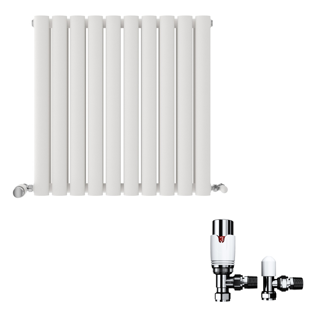 iBathUK Strata Horizontal Radiators, Double Oval Panel Radiator White , Designer Radiators, Double Panel Radiators