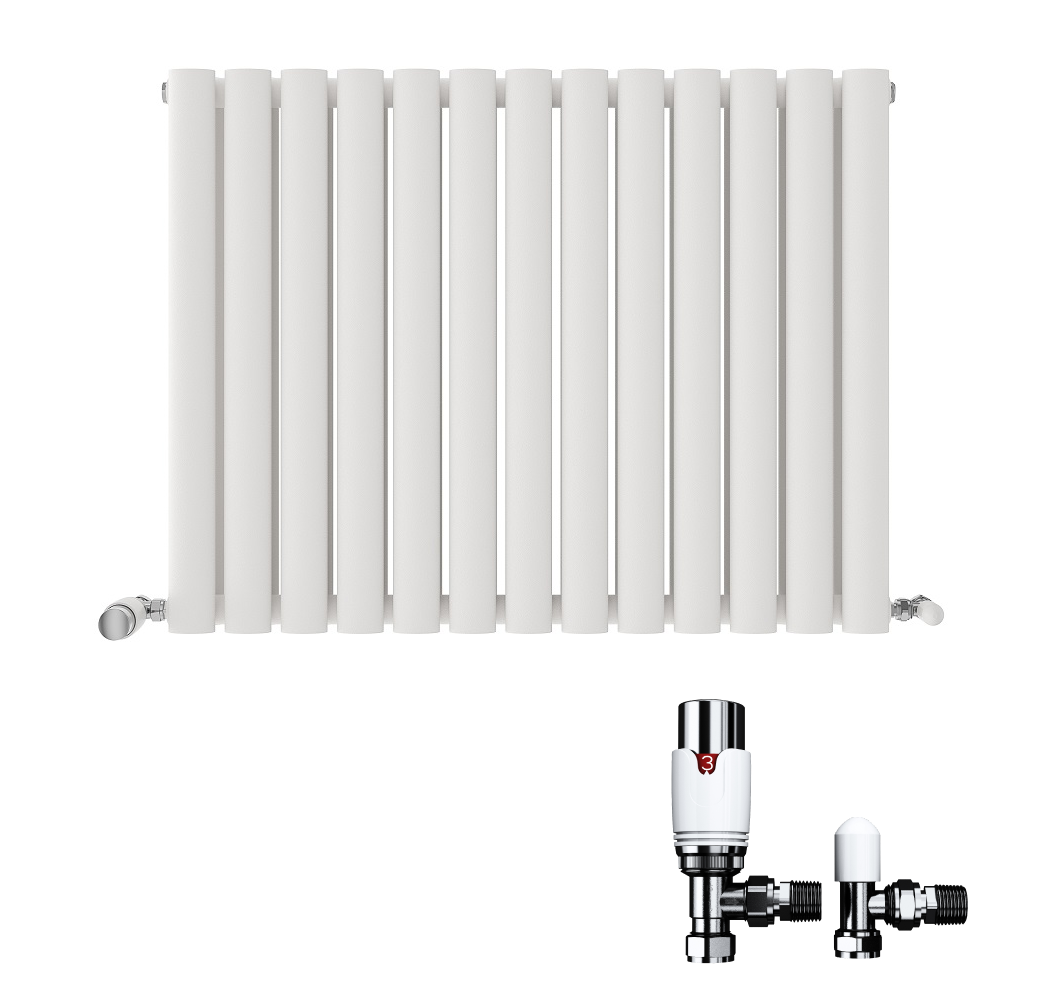 iBathUK Strata Horizontal Radiators, Double Oval Panel Radiator White , Designer Radiators, Double Panel Radiators