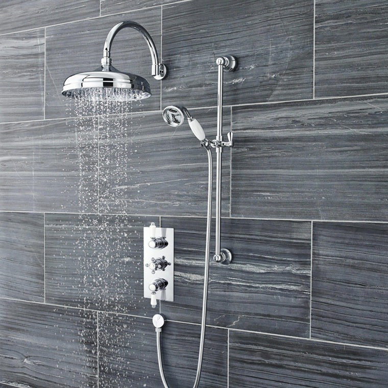 Period Thermostatic 2 Outlet Concealed Shower Valve - Chrome