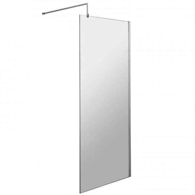 Safira 8mm Glass Wetroom Screen With Support Bar - Chrome