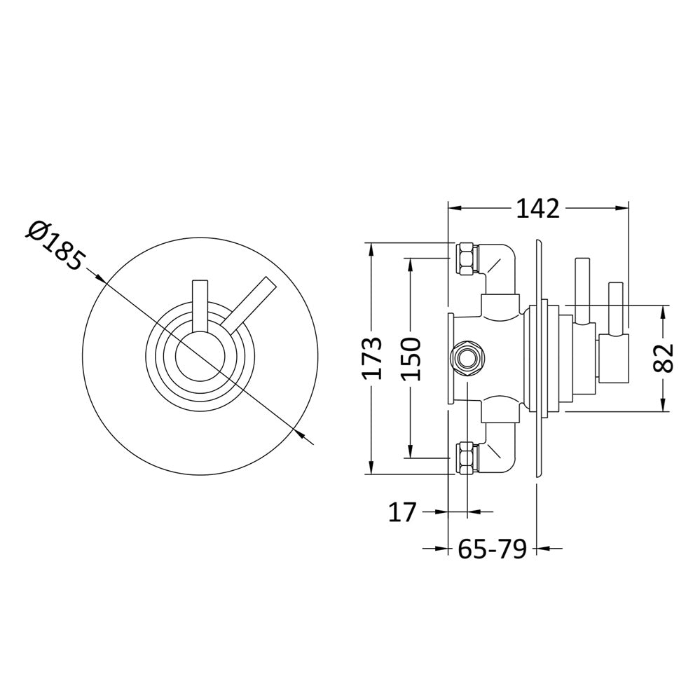 Cave 1 Outlet Thermostatic Concealed Shower Valve - Chrome