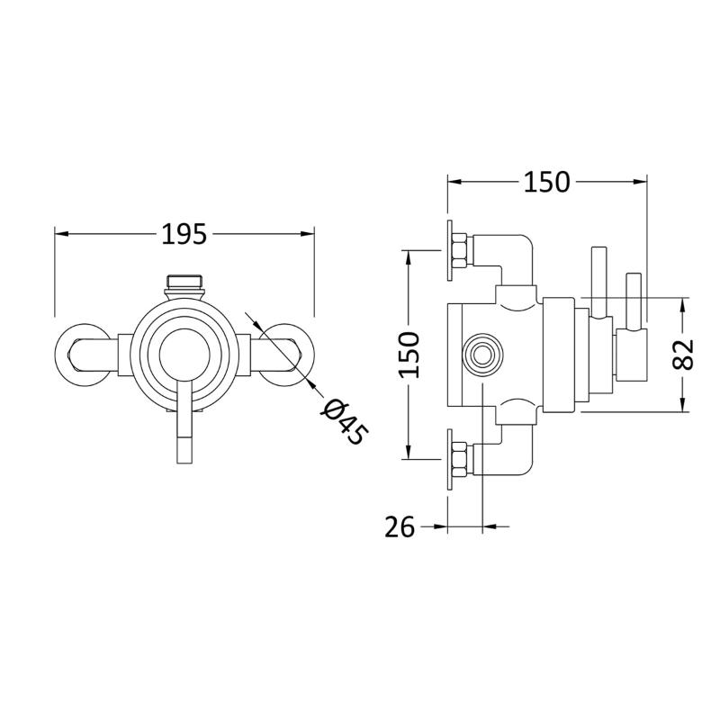 Cave 1 Outlet Thermostatic Exposed Shower Valve - Chrome