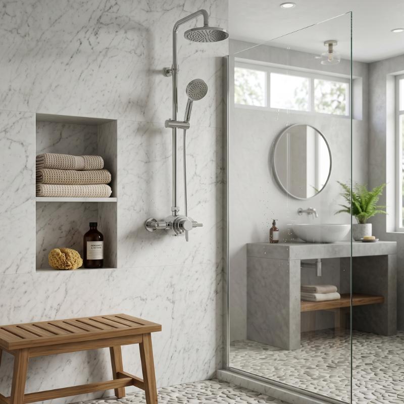 Cave 1 Outlet Thermostatic Exposed Shower Valve - Chrome