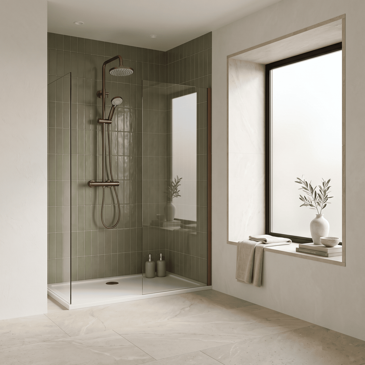 Omega Thermostatic Bar Dual Shower Valve - 1245mm