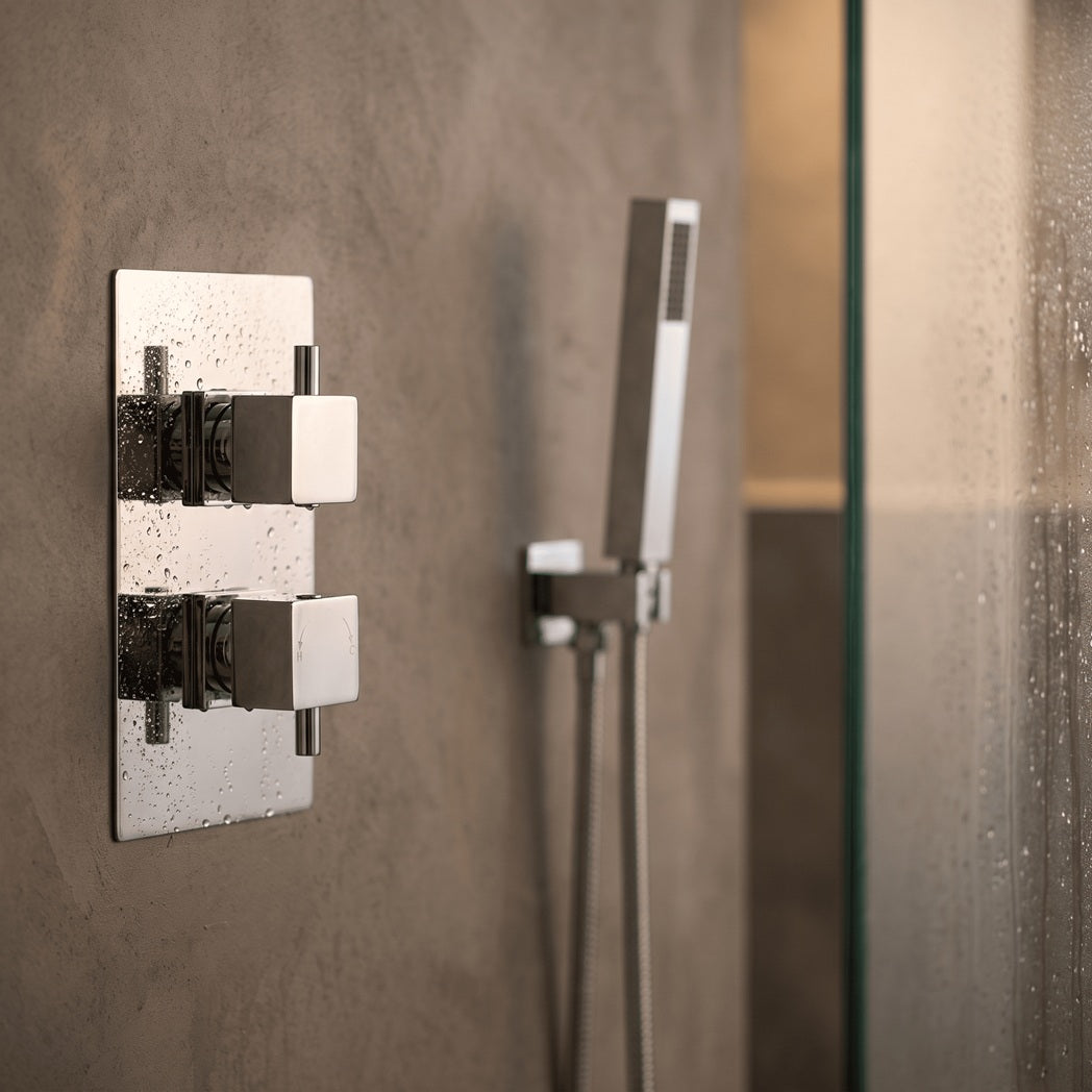 Knurl 2 Outlet Vertical Concealed Shower Valve With Diverter - Chrome