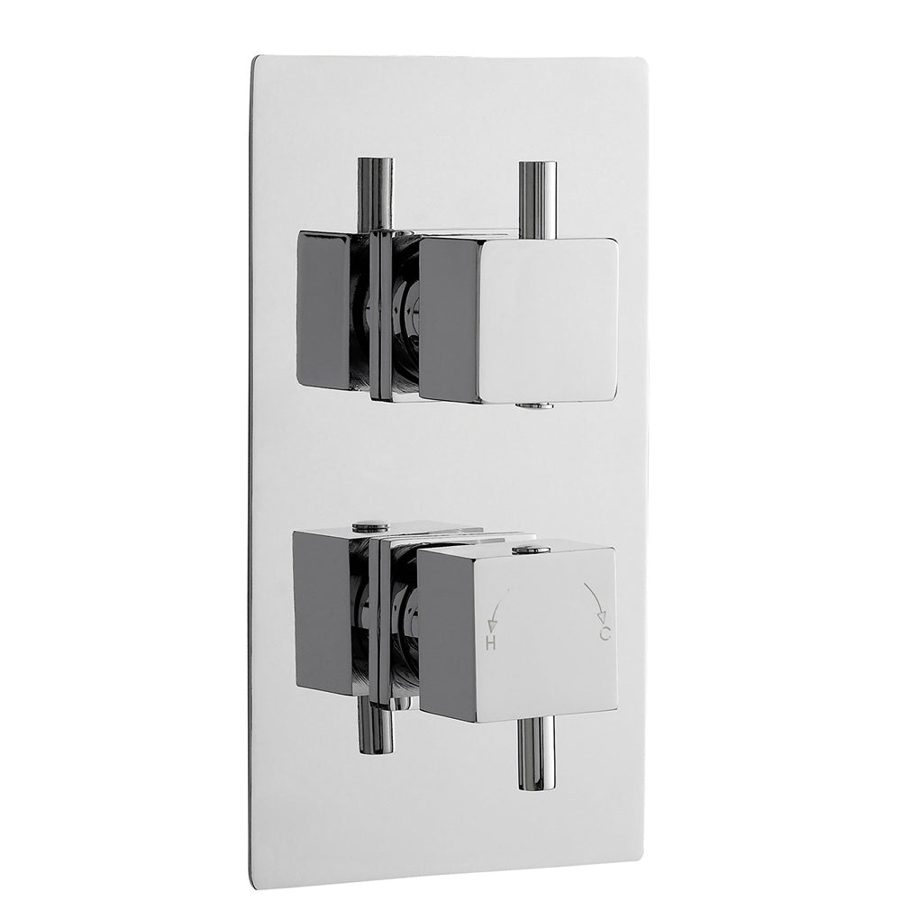 Knurl 2 Outlet Vertical Concealed Shower Valve With Diverter - Chrome