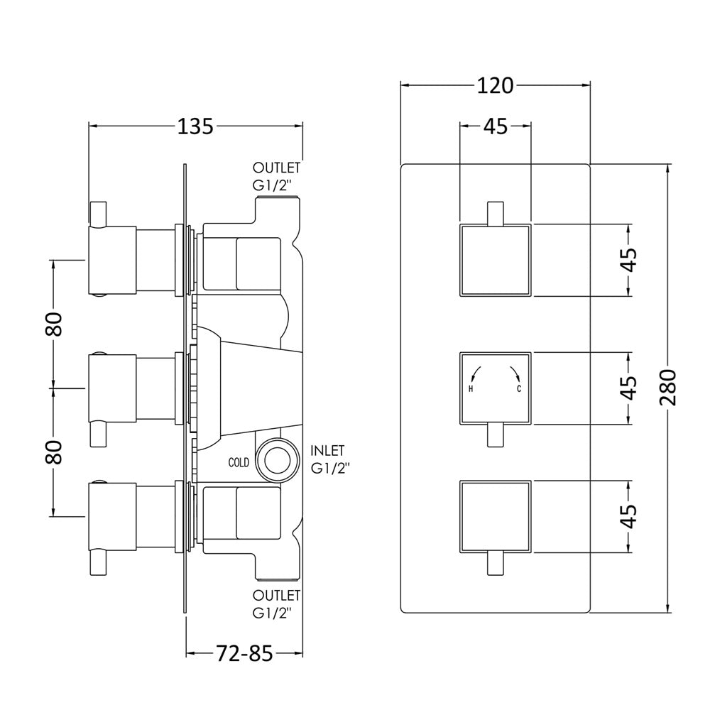 Knurl Series L Concealed Shower Valve - Chrome