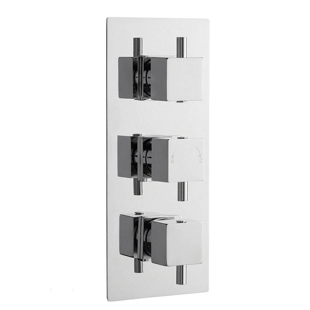 Knurl 3 Outlet Thermostatic Concealed Shower Valve With Diverter - Chrome