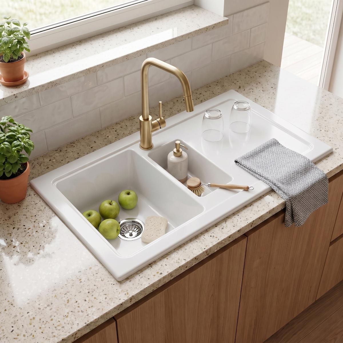 Rene Fireclay Sink Pull Out Basket Strainer Waste - 90mm