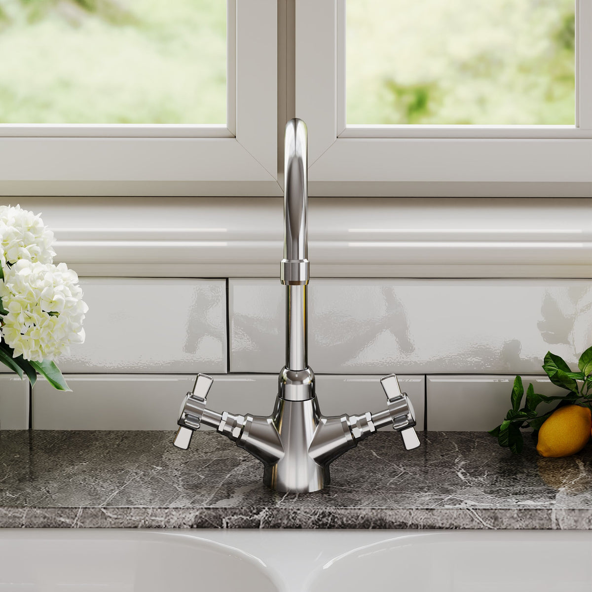 Astor Traditional Mono Dual Handle Kitchen Sink Mixer Tap