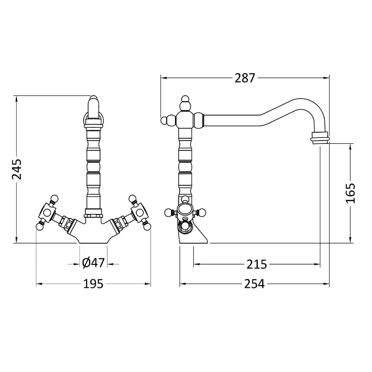Tokyo Mono Dual Handle Kitchen Sink Mixer Tap