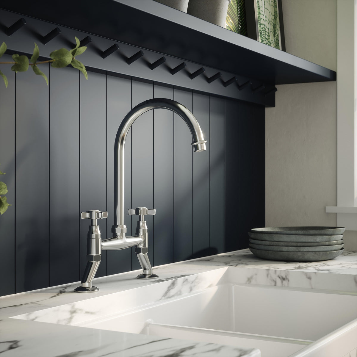 Helsinki Crosshead Handle Kitchen Sink Mixer Tap
