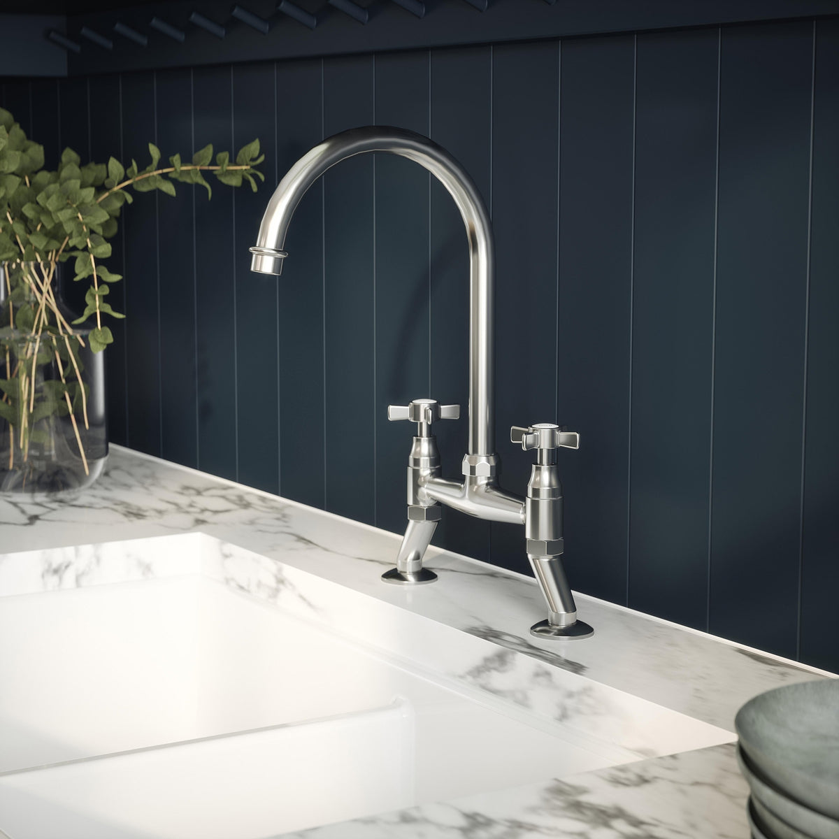 Helsinki Crosshead Handle Kitchen Sink Mixer Tap