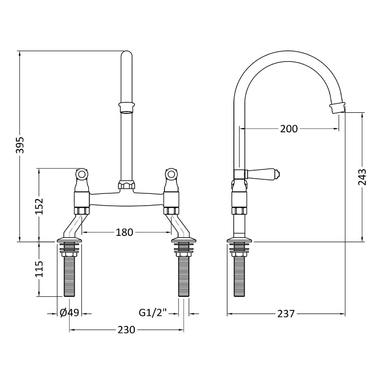 Helsinki Lever Handle Kitchen Sink Mixer Tap