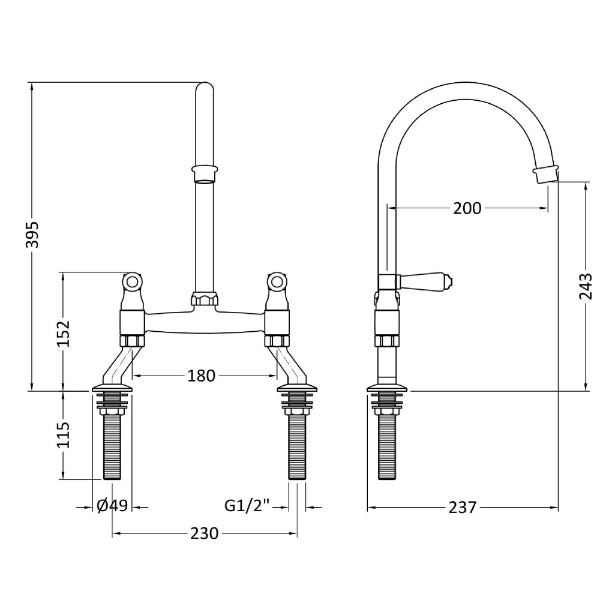 Helsinki Lever Handle Kitchen Sink Mixer Tap