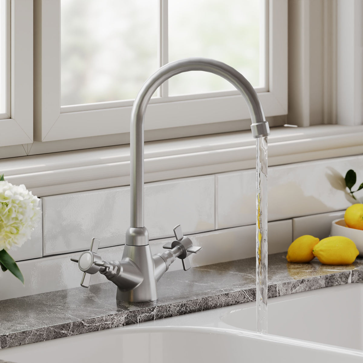 Astor Traditional Mono Dual Handle Kitchen Sink Mixer Tap