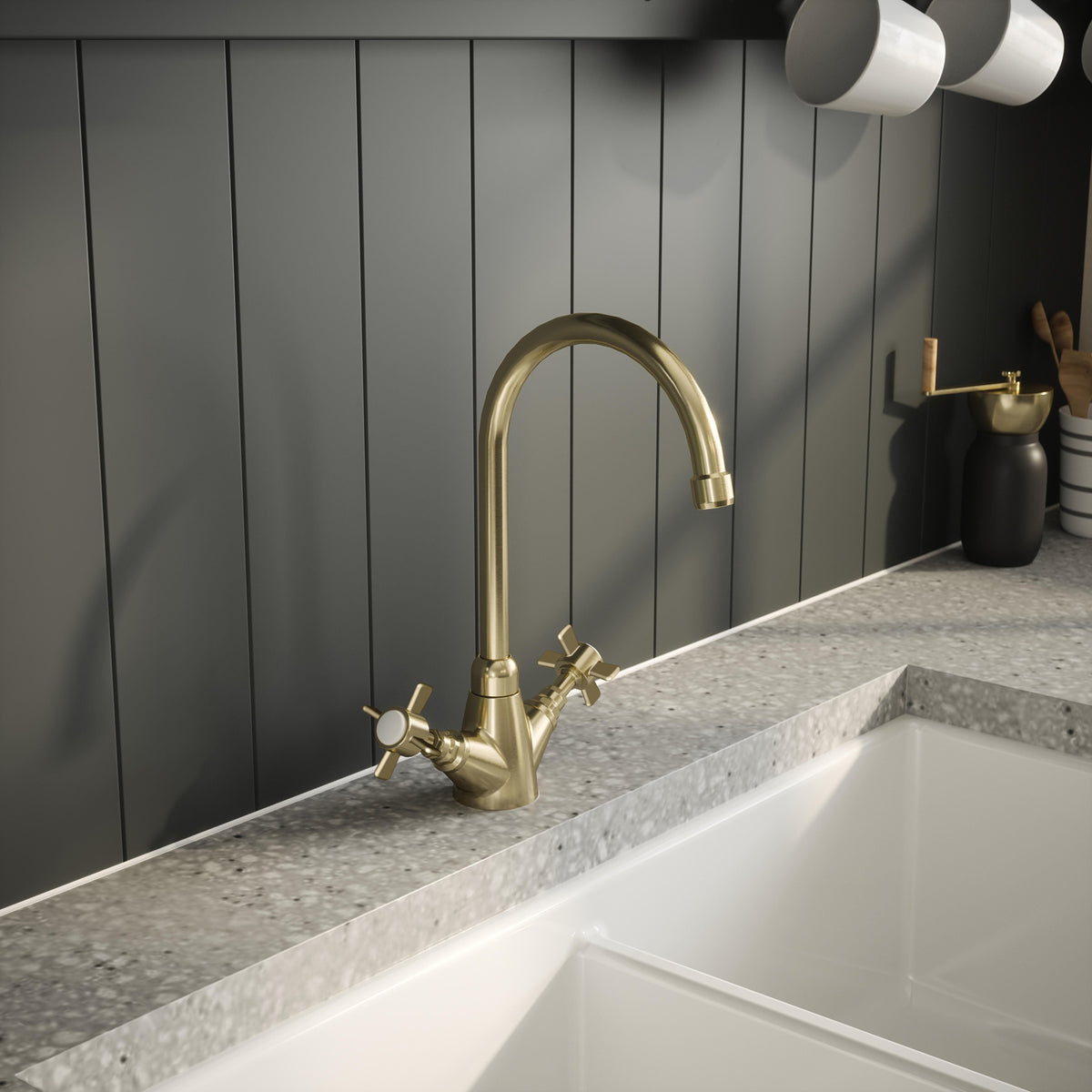 Astor Traditional Mono Dual Handle Kitchen Sink Mixer Tap