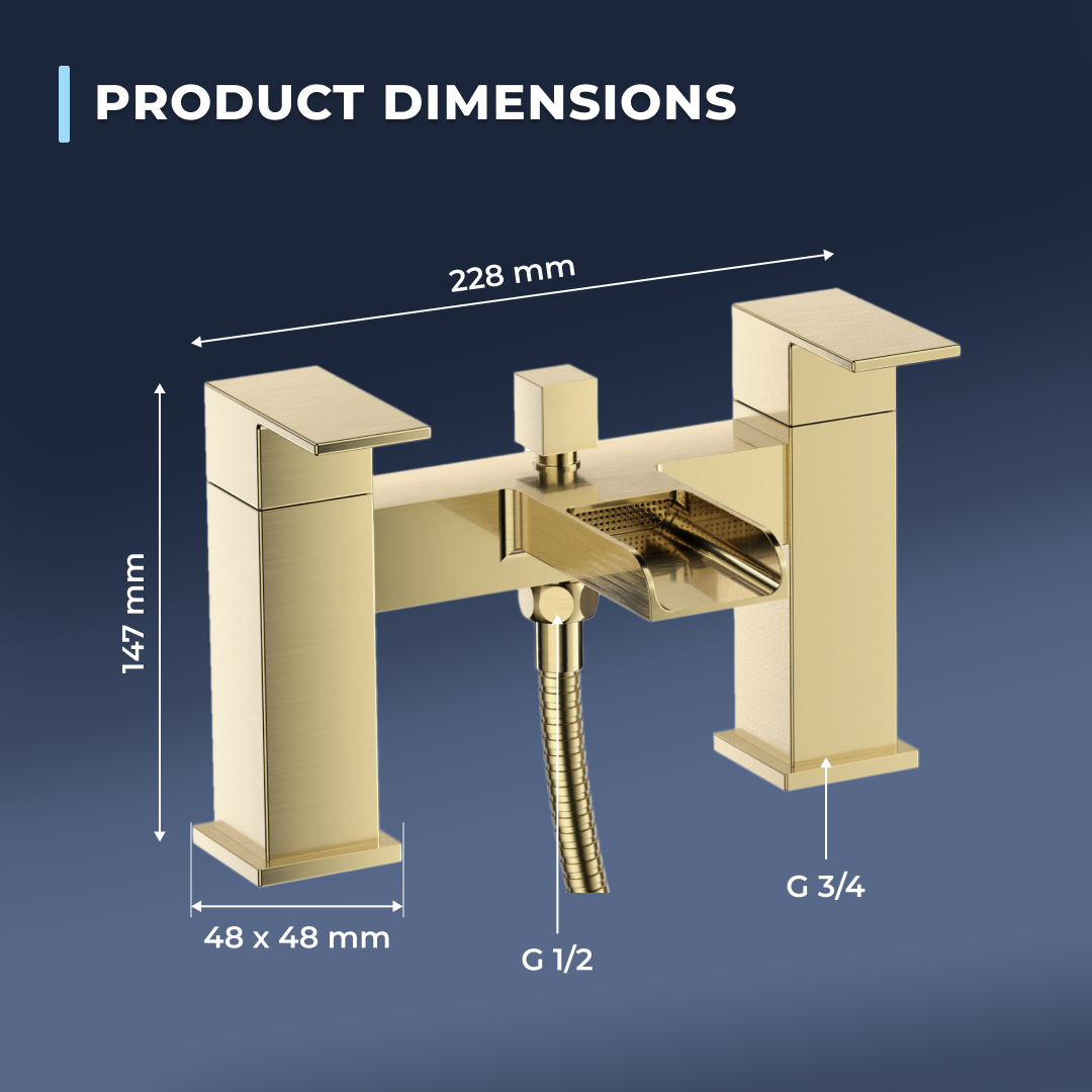 Kinetic Square Waterfall Bath Shower Mixer Filler Tap