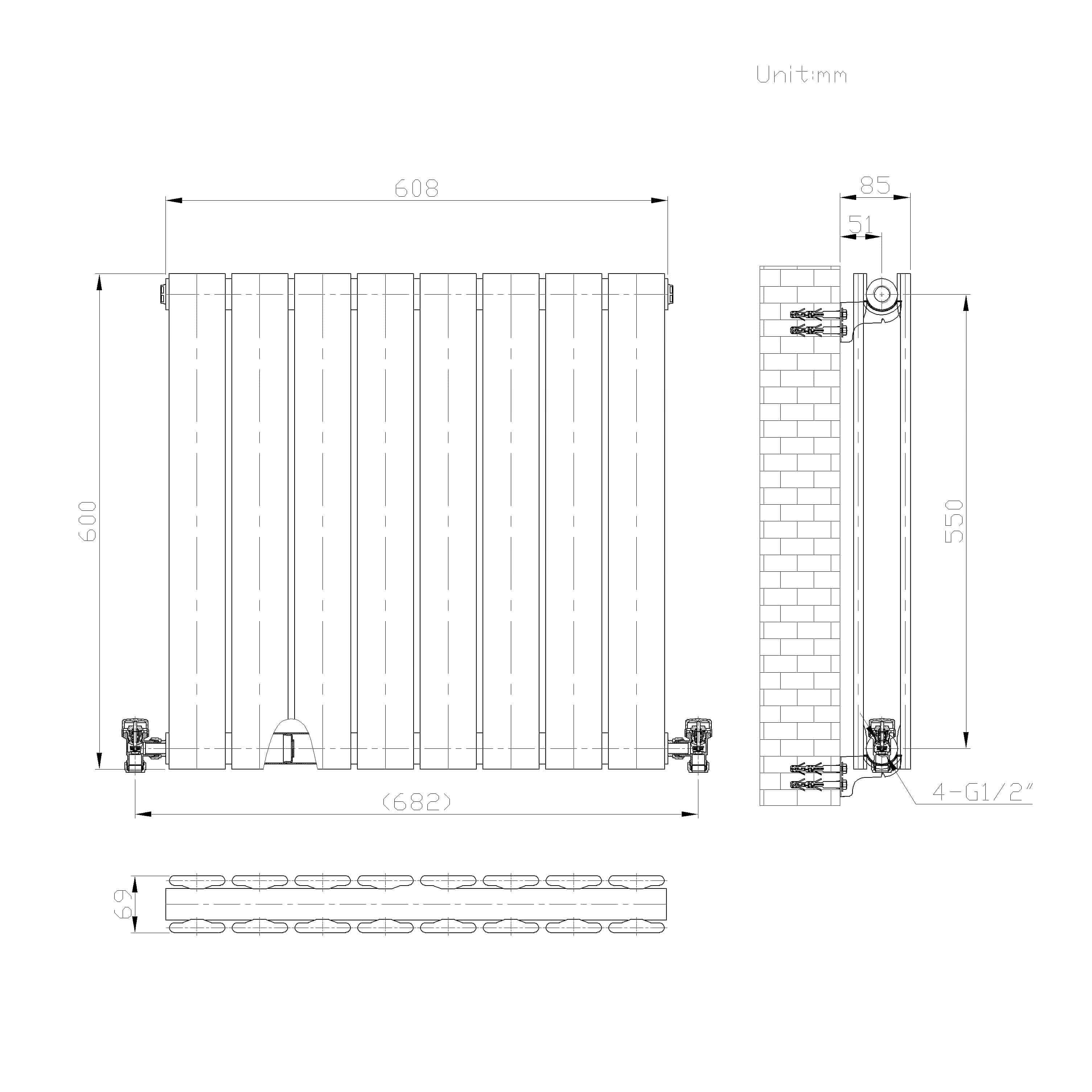 iBathUK Apex Horizontal Double Panel Slim Flat Radiator, Designer Radiator, UK Radiators, Slim Radiators