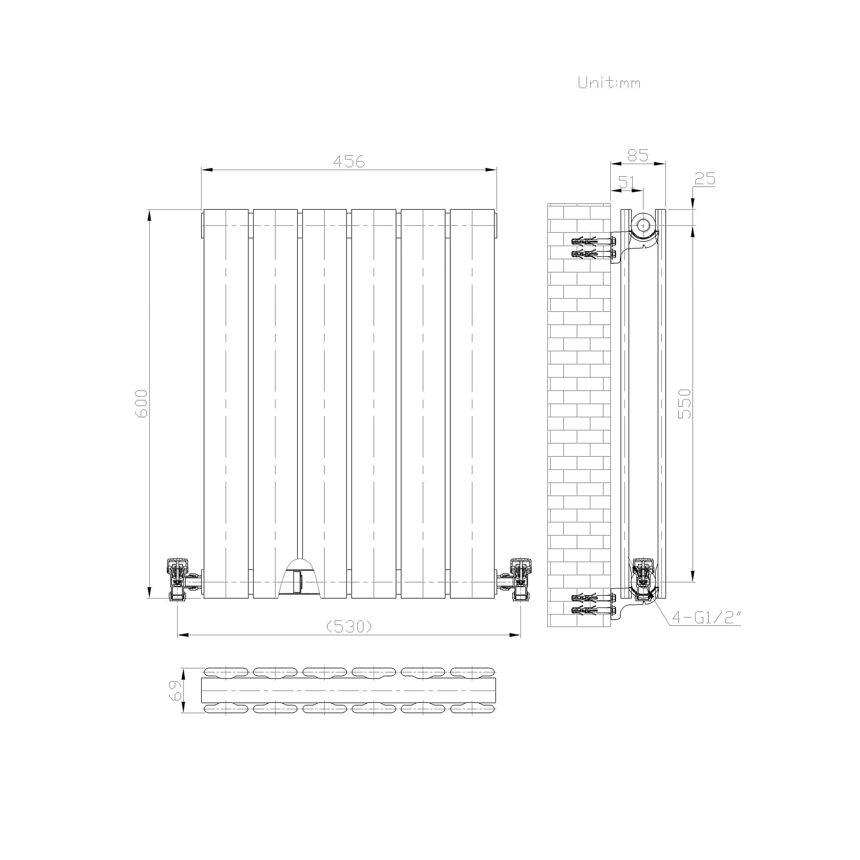 iBathUK Apex Horizontal Double Panel Slim Flat Radiator, Designer Radiator, UK Radiators, Slim Radiators