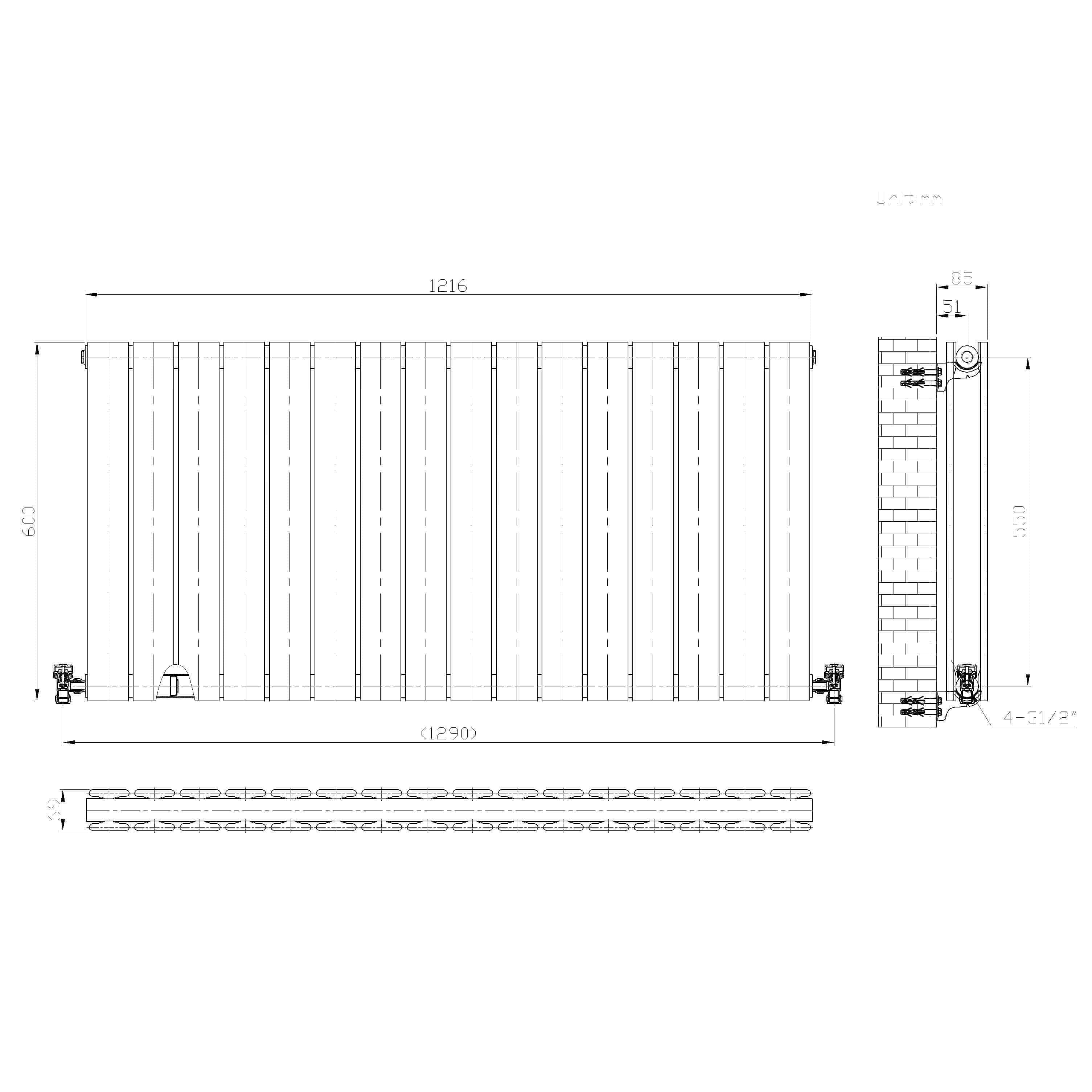 iBathUK Apex Horizontal Double Panel Slim Flat Radiator, Designer Radiator, UK Radiators, Slim Radiators
