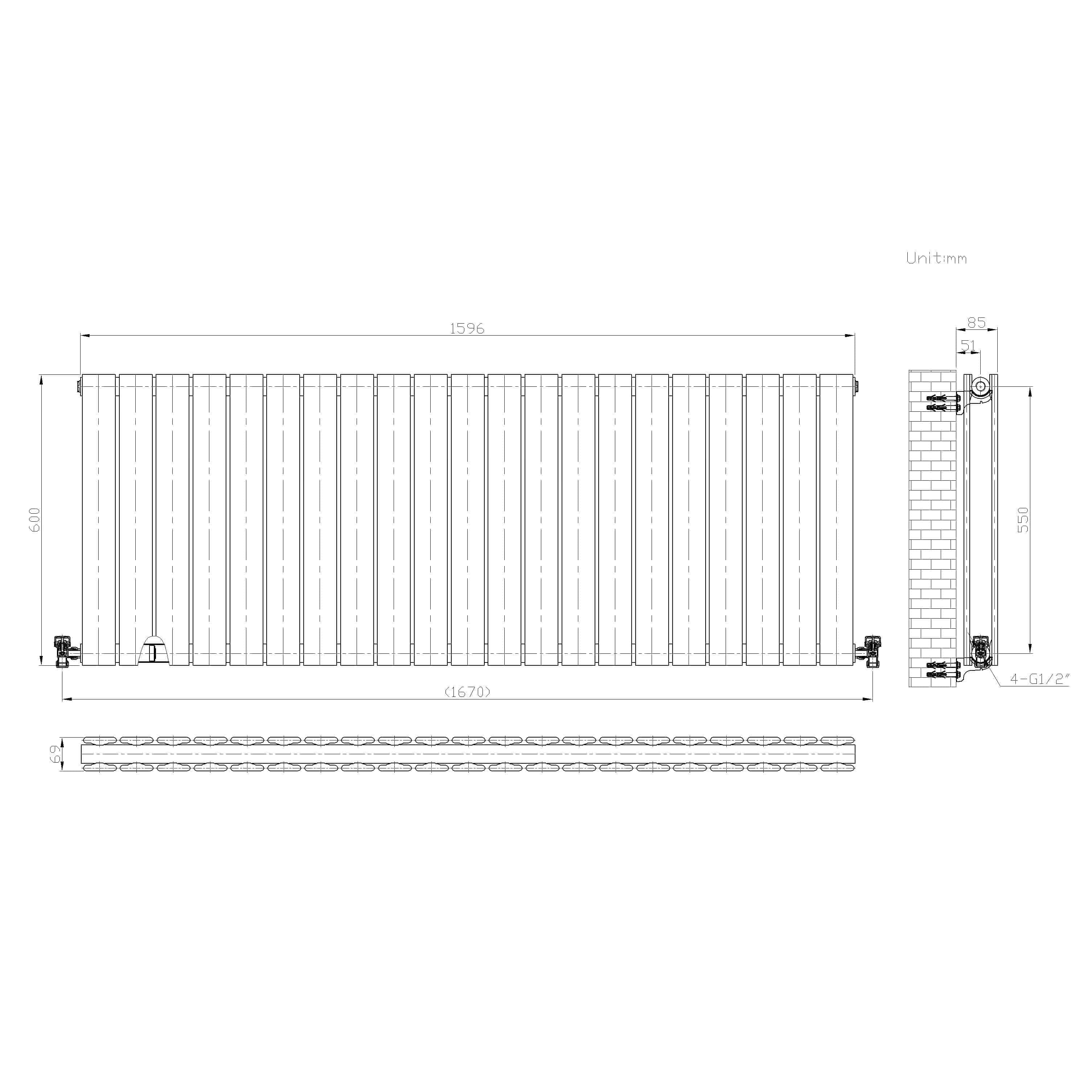 iBathUK Apex Horizontal Double Panel Slim Flat Radiator, Designer Radiator, UK Radiators, Slim Radiators