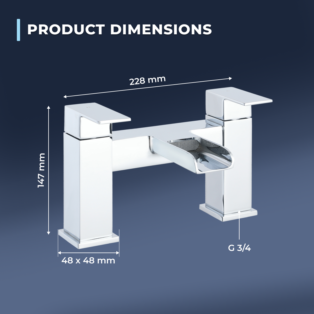 Kinetic Square Waterfall Bath Filler Mixer Tap