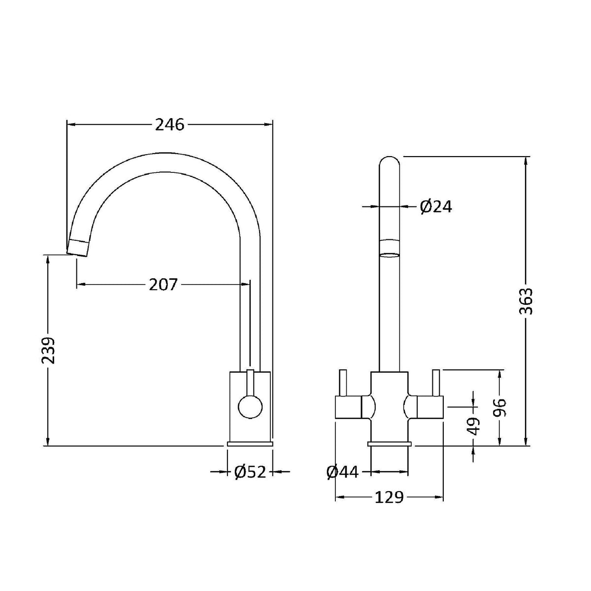 Lachun Mono Dual Lever Handle Kitchen Sink Mixer Tap