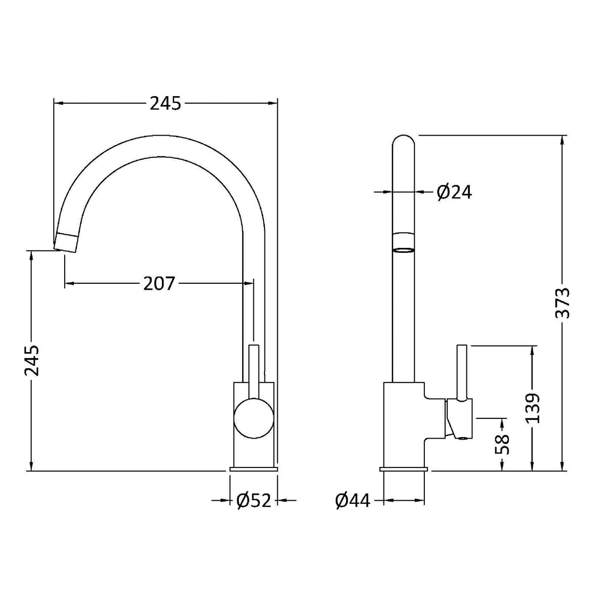 Lachun Mono Single Lever Handle Kitchen Sink Mixer Tap