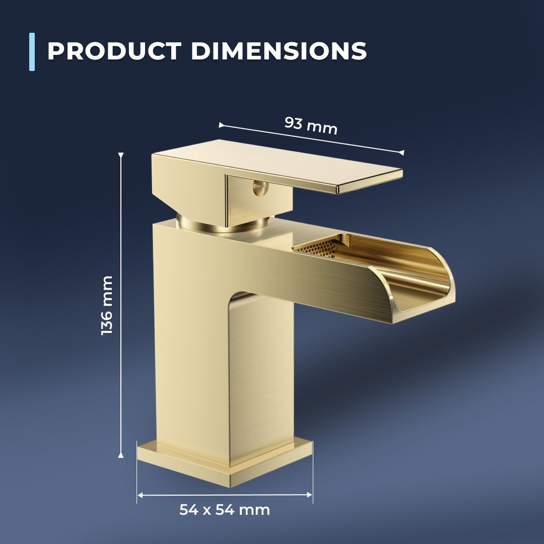 Kinetic Square Waterfall Mono Basin Mixer Tap with Push Button Waste