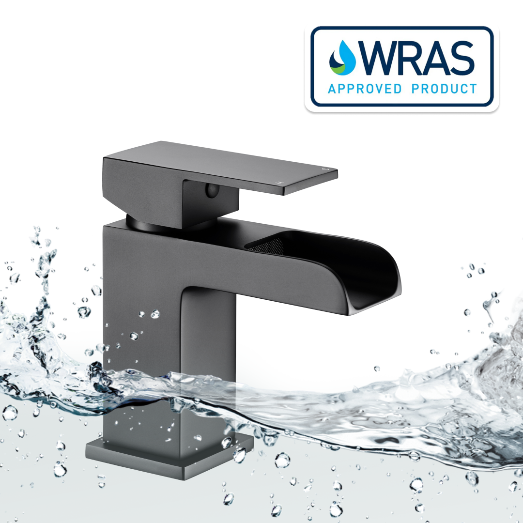 Kinetic Square Waterfall Mono Basin Mixer Tap with Push Button Waste