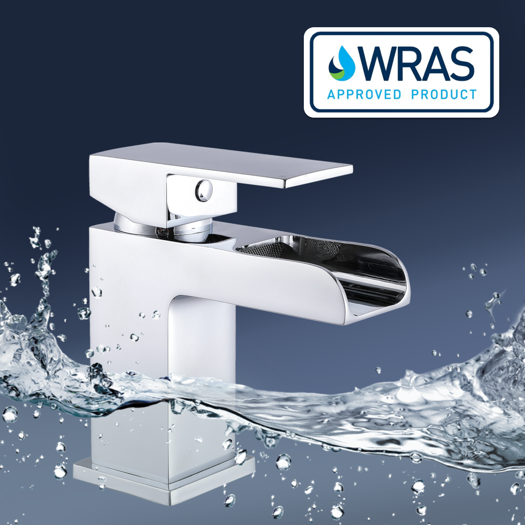 Kinetic Square Waterfall Mono Basin Mixer Tap with Push Button Waste