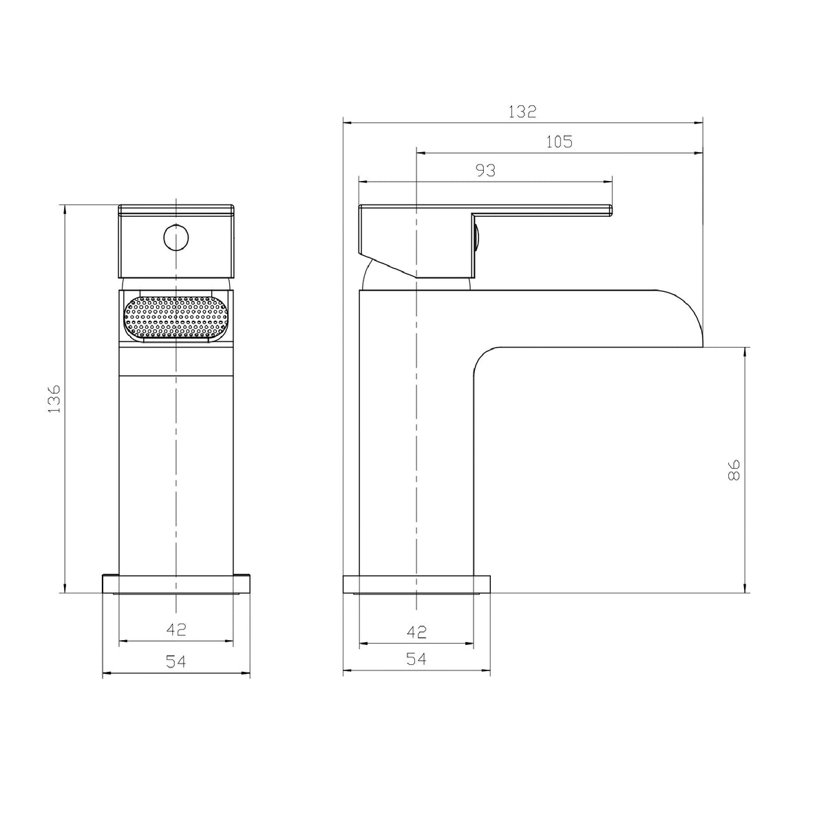 Kinetic Square Waterfall Mono Basin Mixer Tap with Push Button Waste