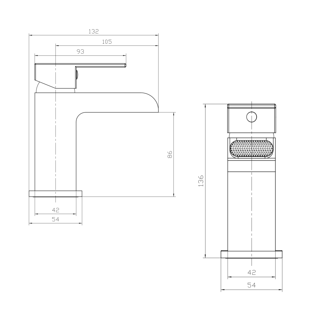 Kinetic Square Waterfall Mono Basin Mixer Tap with Push Button Waste