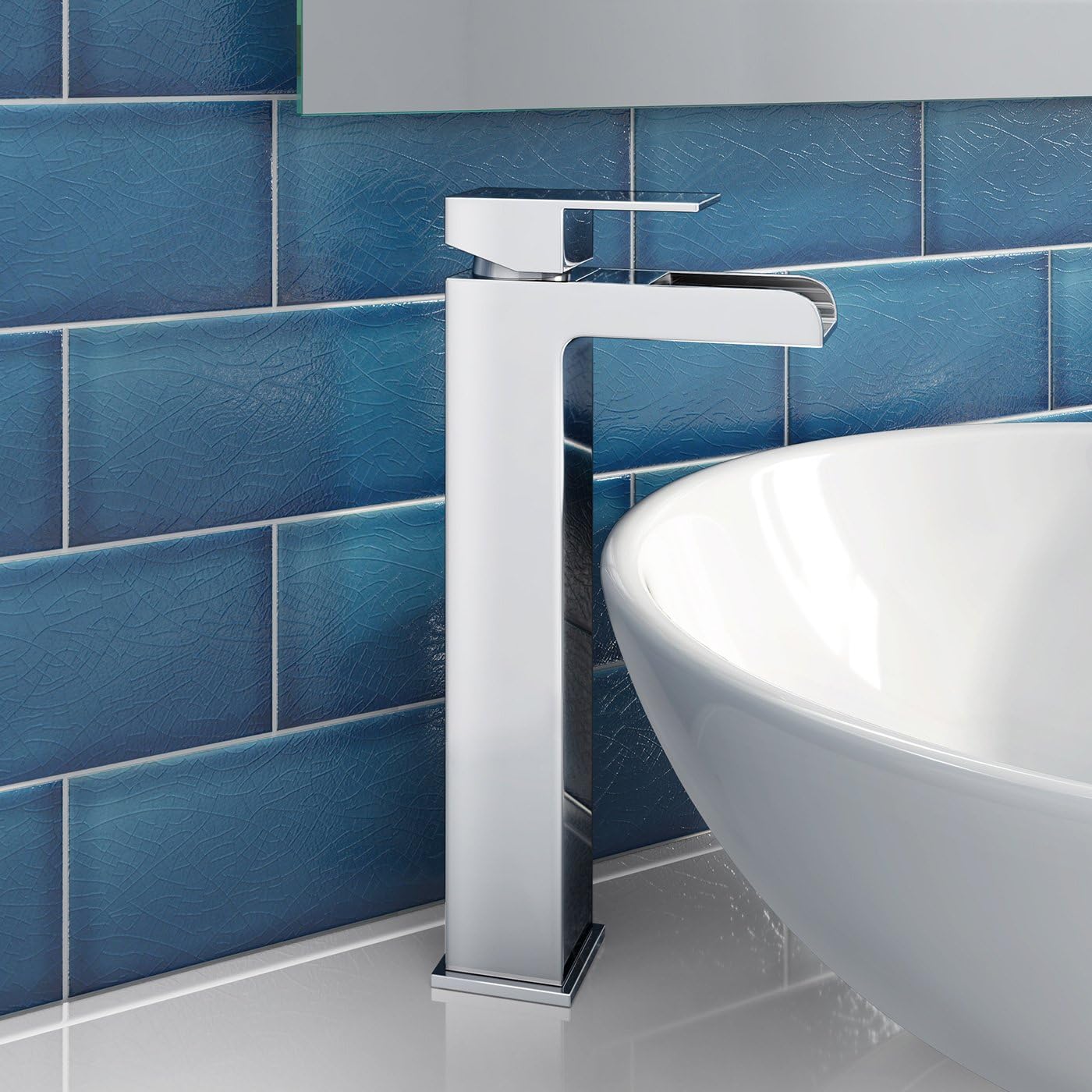 Kinetic Tall  Waterfall Basin Mixer Tap - Chrome