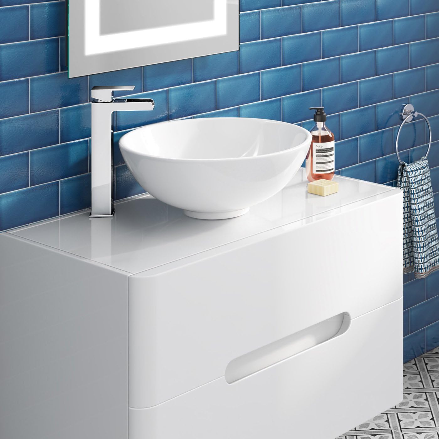 Kinetic Tall  Waterfall Basin Mixer Tap - Chrome