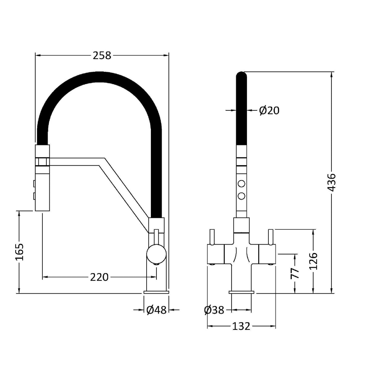 Sun Mono Dual Lever Handle Kitchen Sink Mixer Tap