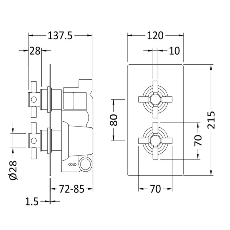 Axiom 2 Outlet Concealed Shower Valve With Diverter