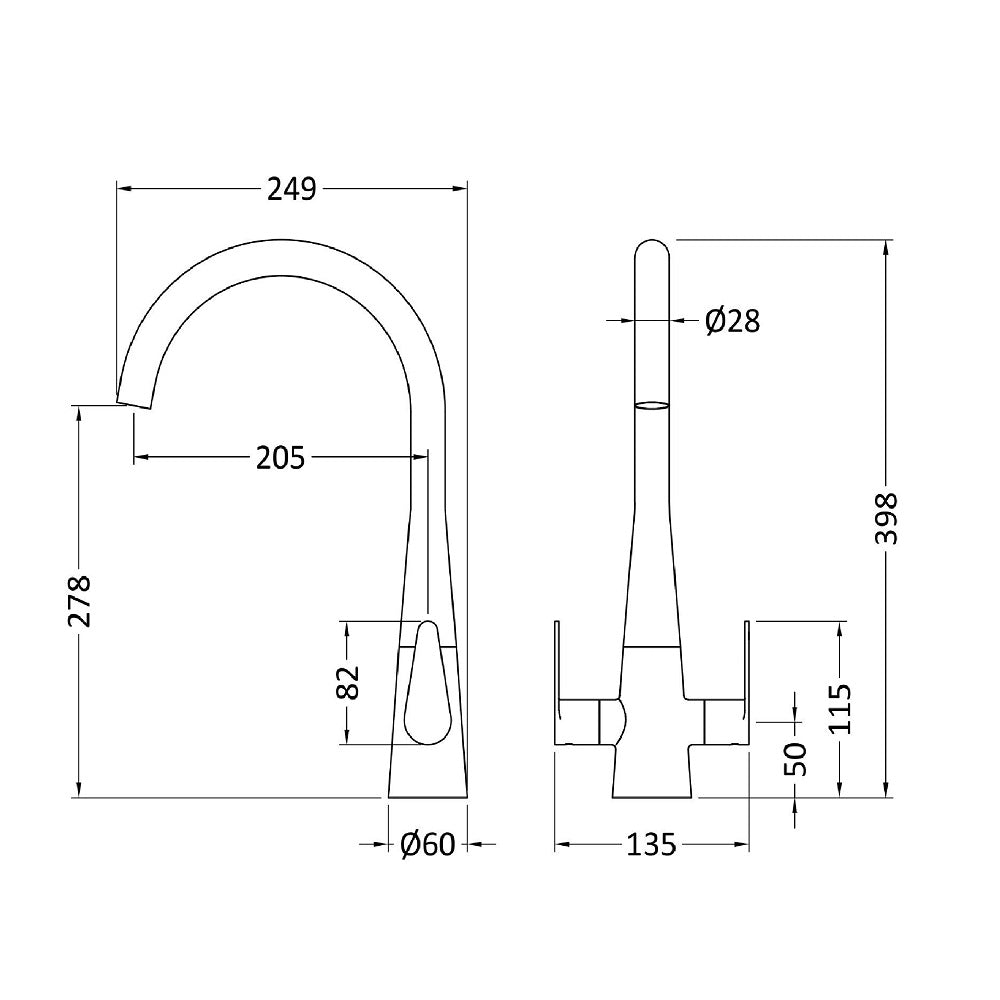 Wave Mono Dual Lever Handle Kitchen Sink Mixer Tap