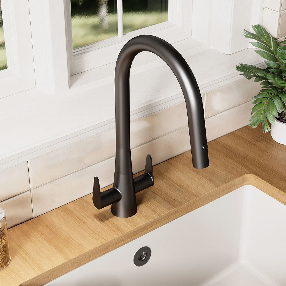 Wave Mono Dual Lever Handle Kitchen Sink Mixer Tap