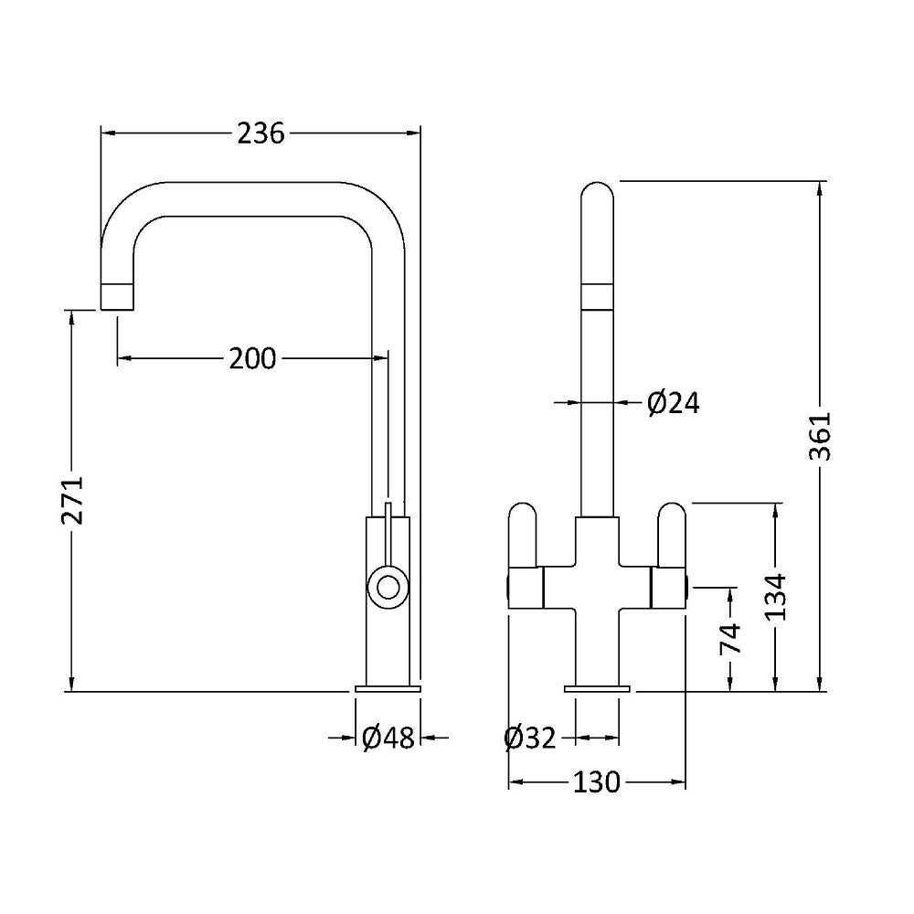 Cozy Mono Dual Lever Handle Kitchen Sink Mixer Tap