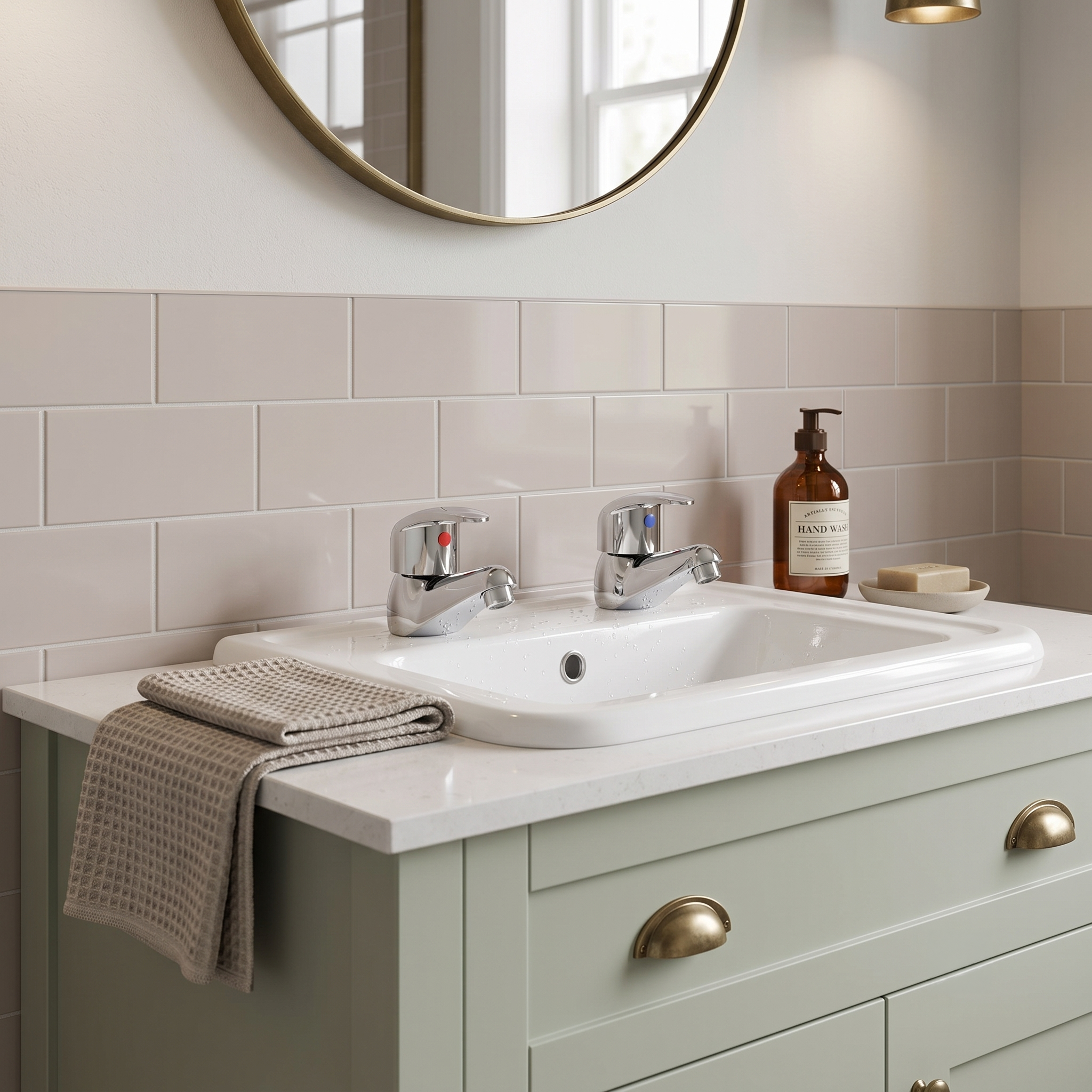 Luton Pair of Round Basin Pillar Taps - Chrome