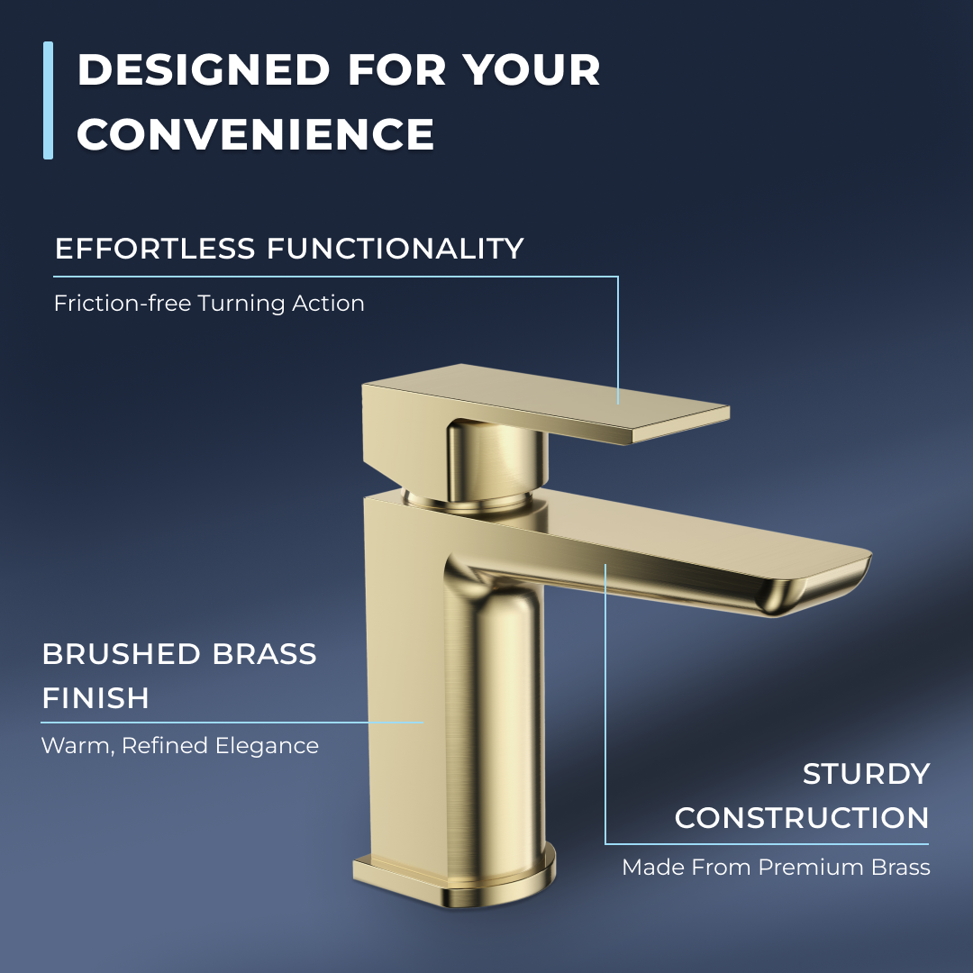 Lagoon Soft Square Basin Mixer Tap with Push Button Waste