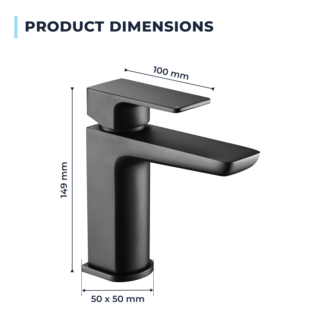 Lagoon Soft Square Basin Mixer Tap with Push Button Waste