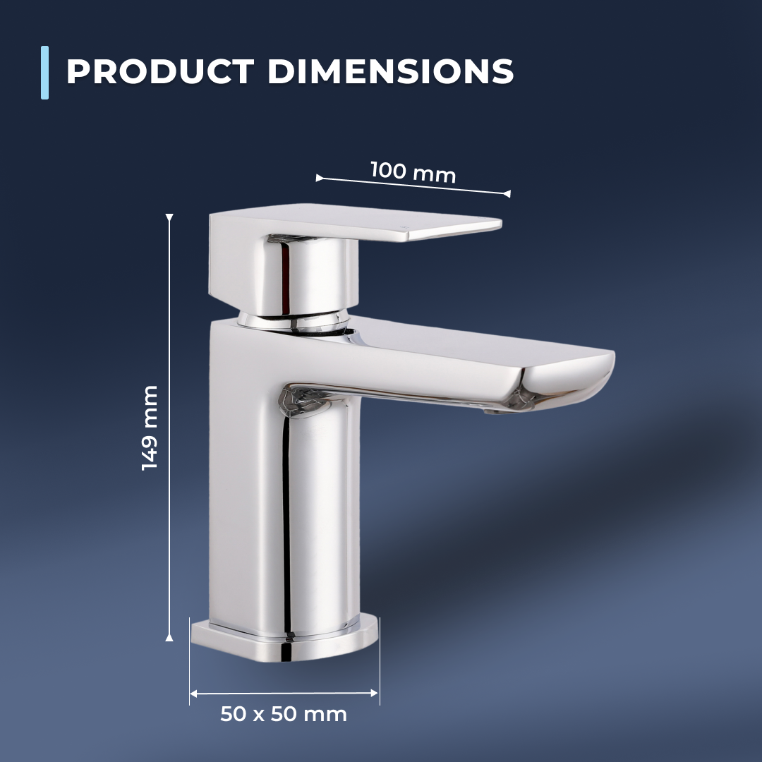 Lagoon Soft Square Basin Mixer Tap with Push Button Waste