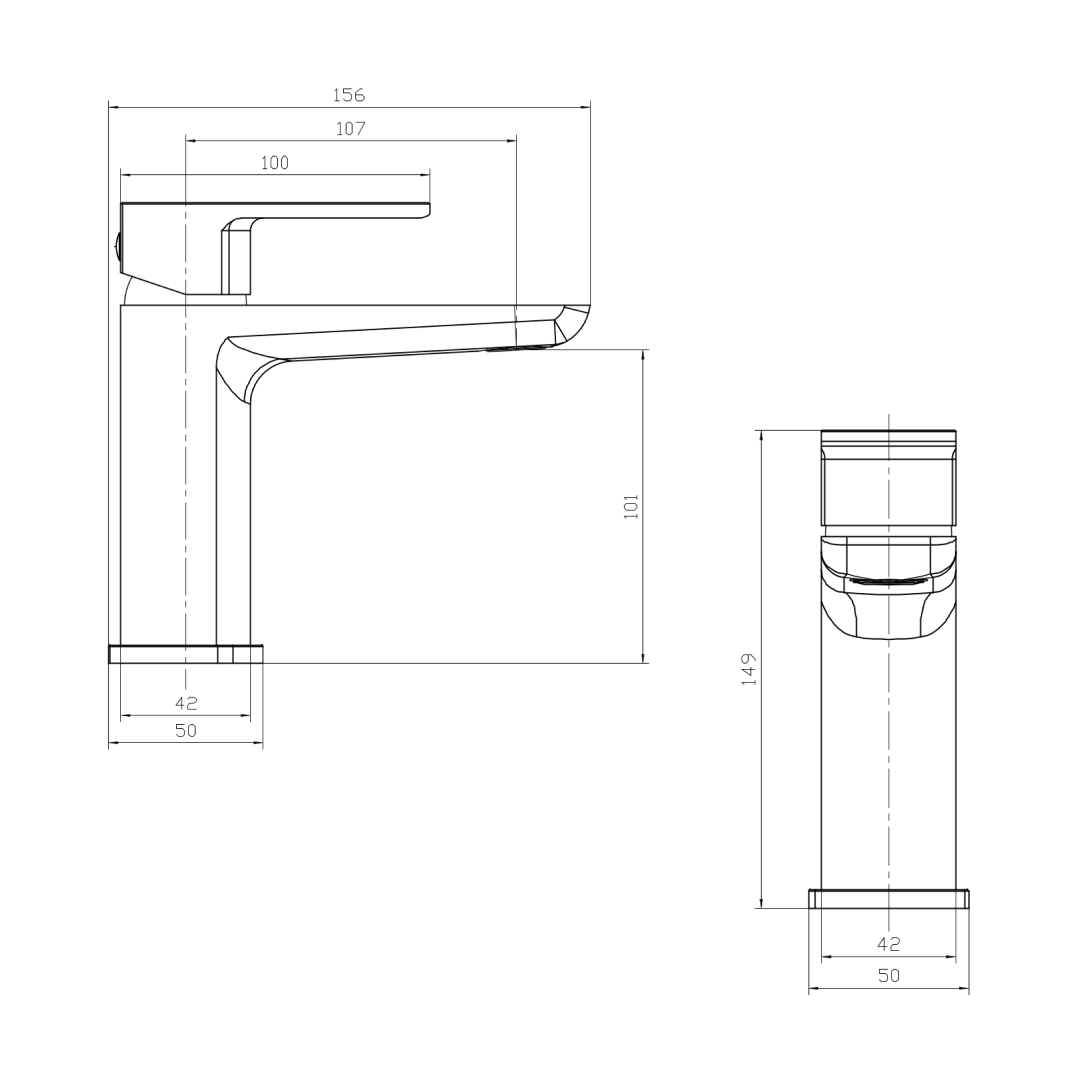 Lagoon Soft Square Basin Mixer Tap with Push Button Waste