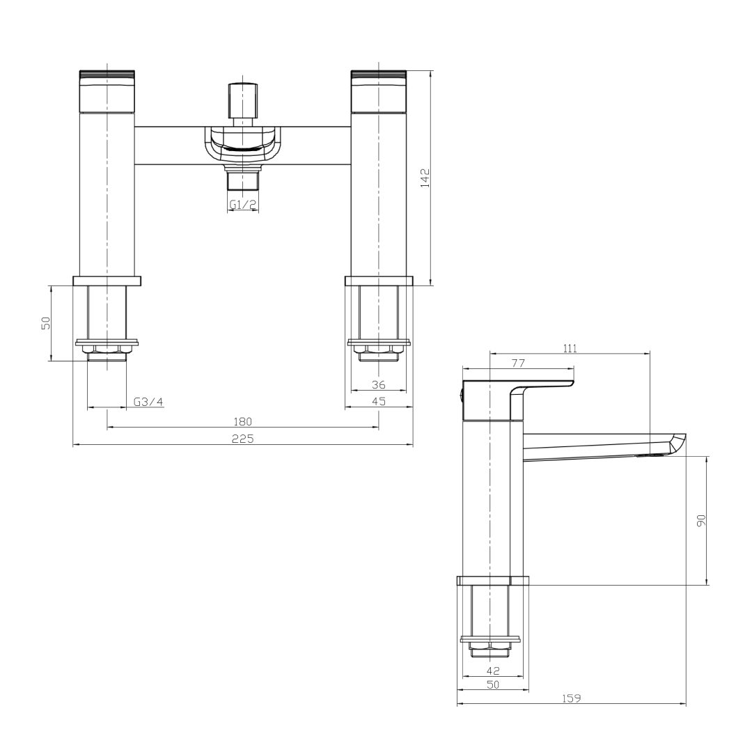 Lagoon Soft Square Bath Shower Mixer Tap
