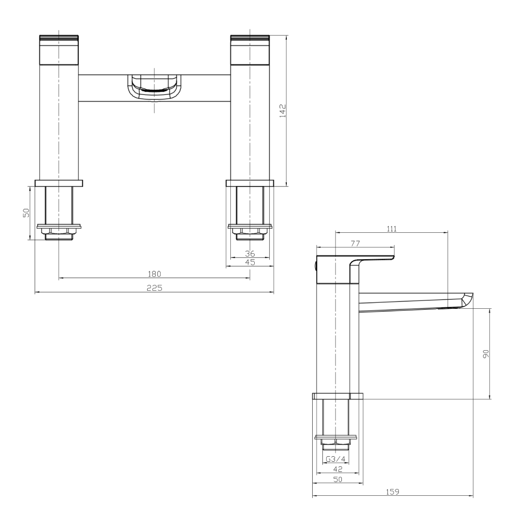 Lagoon Soft Square Bath Filler Tap