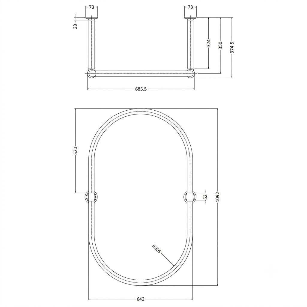 Elegant Oval Shower Curtain Rail – Chrome